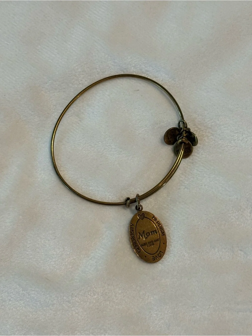 Alex and Ani Mom Peony Charm Expandable Gold Bangle Bracelet